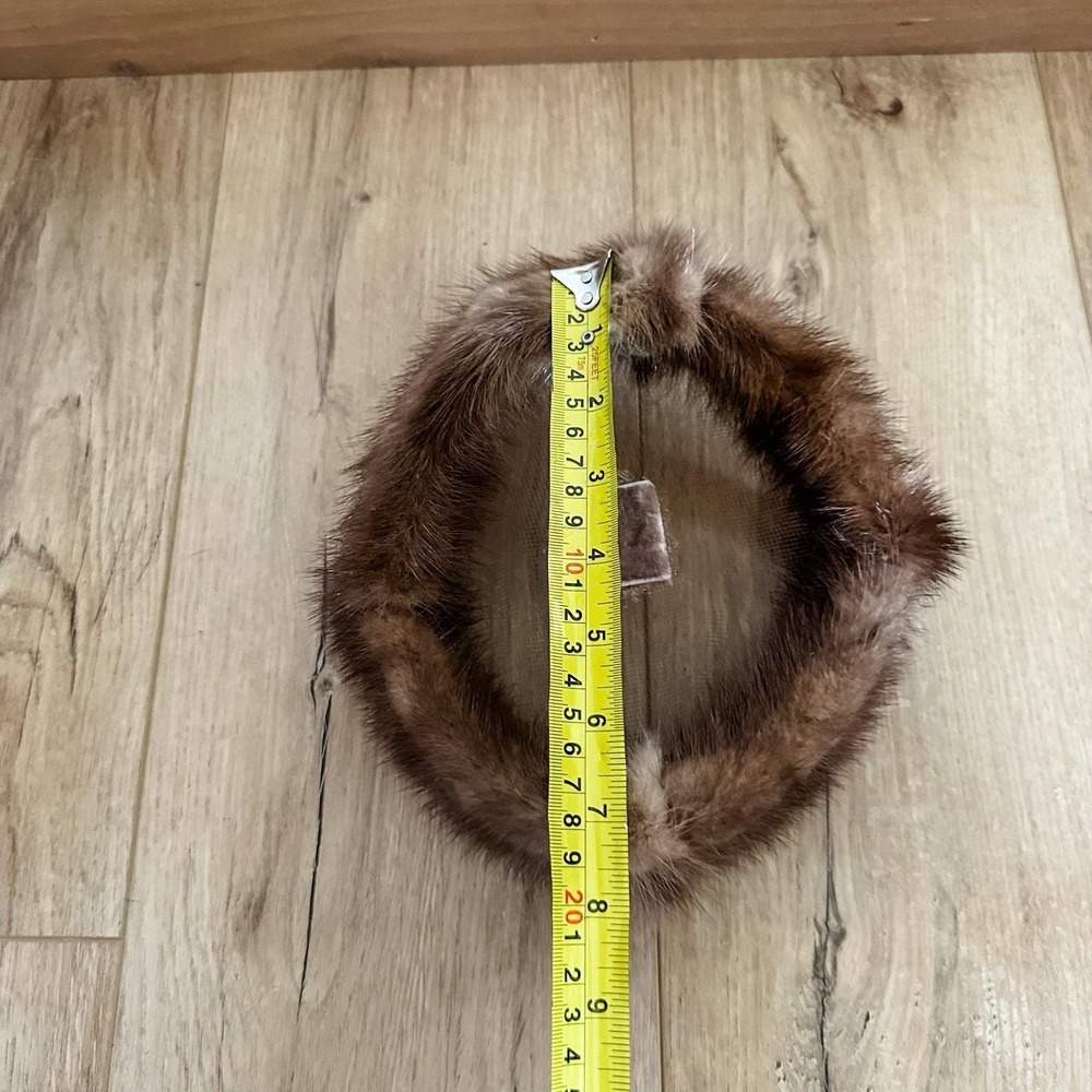 VTG 50's Women's‎ Mink Fur Net Hat Fascinator Hair Piece Brown Winter - Picture 6 of 7